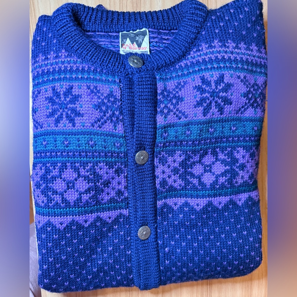 Vtg Dale of Norway Wool Cardigan Unisex Nordic EUC Wmns L/Mens S - Picture 11 of 11